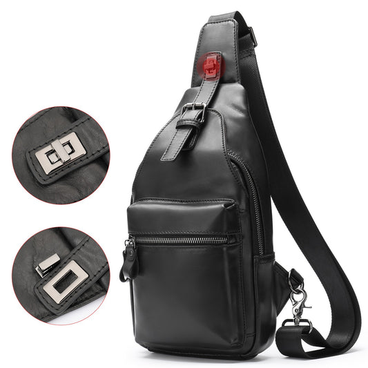 Men's Leather Chest Bag Crossbody
