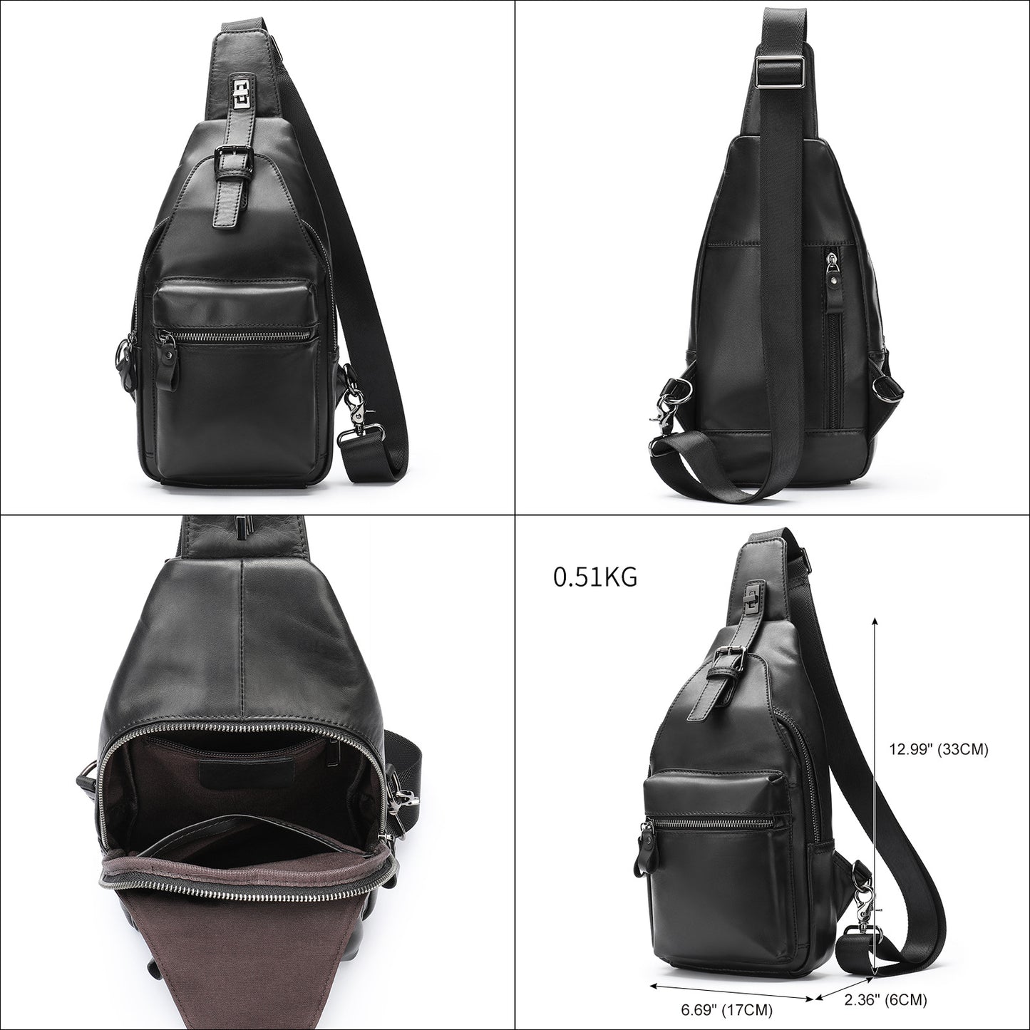 Men's Leather Chest Bag Crossbody