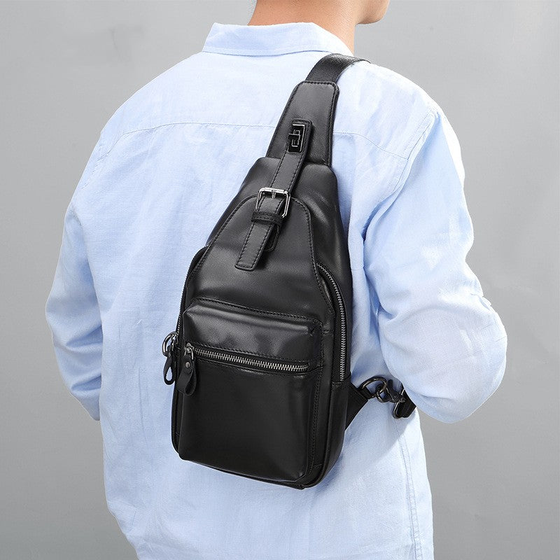 Men's Leather Chest Bag Crossbody