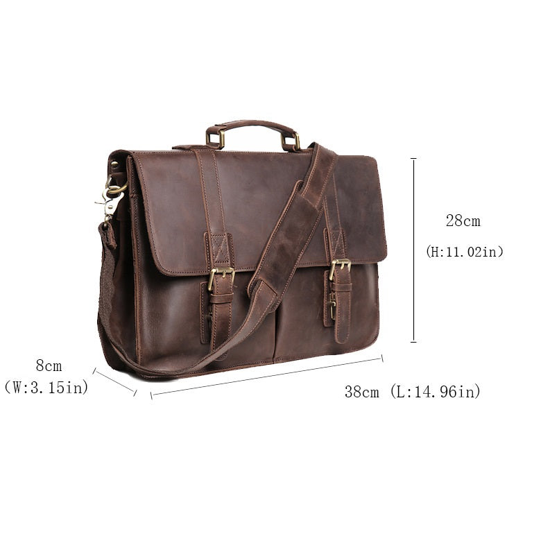 Retro Crazy Horse Leather Briefcase