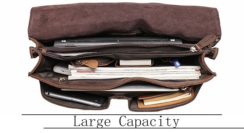 Retro Crazy Horse Leather Briefcase