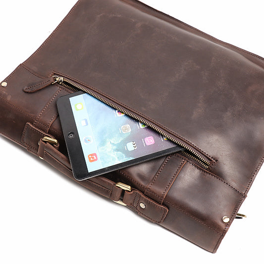 Retro Crazy Horse Leather Briefcase