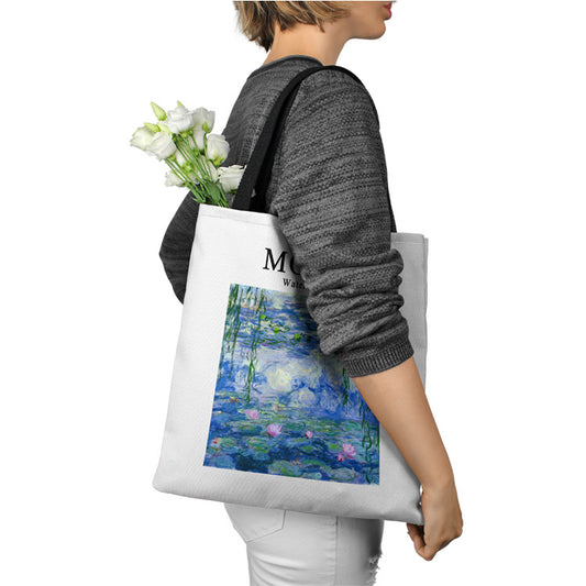 Monet Weeping Willow Water Lily Canvas Shopping Tote