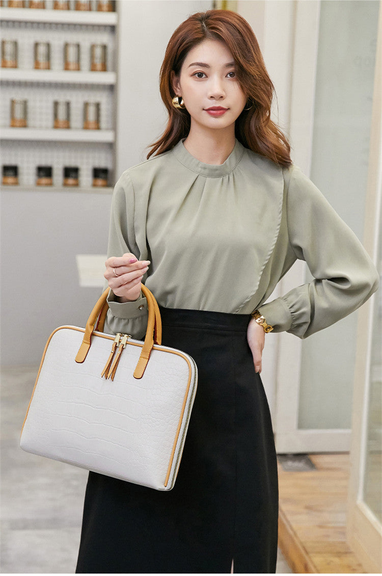 Women's Leather Embossed Briefcase