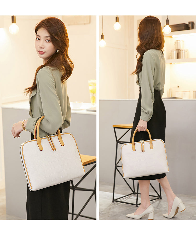 Women's Leather Embossed Briefcase