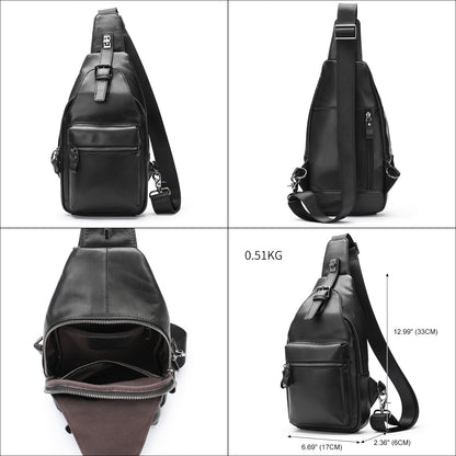 Men's Leather Chest Bag Crossbody