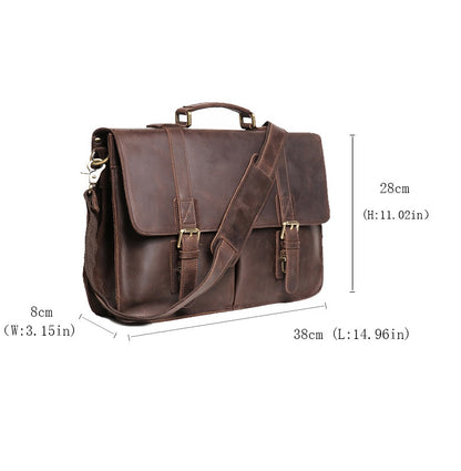 Retro Crazy Horse Leather Briefcase